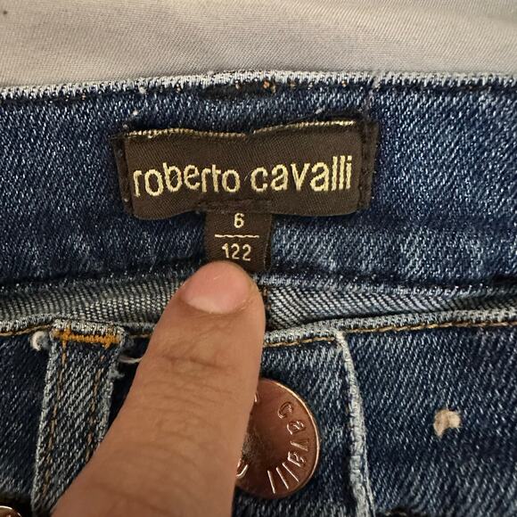 Kids Roberto Cavalli Embroidered Sequin Birds‎ Denim Jeans Size 6 122 - Picture 6 of 16